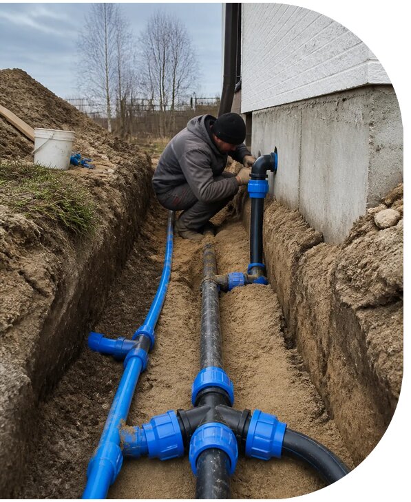 Монтаж наружного водопровода на участке под ключ в Гусе-Хрустальном