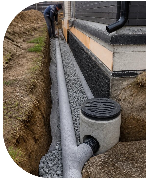 Монтаж дренажной системы вокруг дома в Гусе-Хрустальном от 1605 р. | АПаруса-Гсь